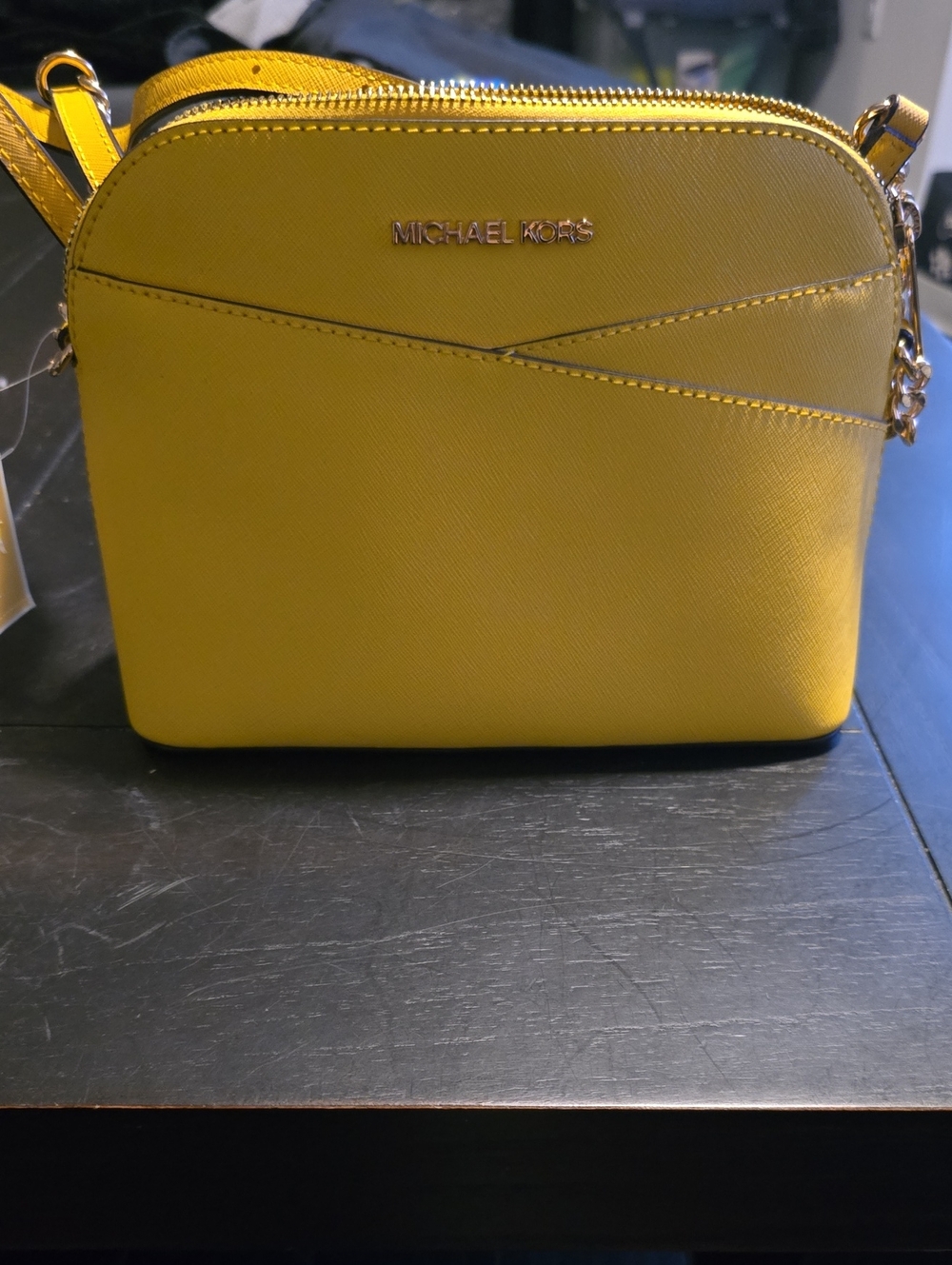 Michael Kors Jet Set Saffiano Leather Dome Crossbody Golden Yellow